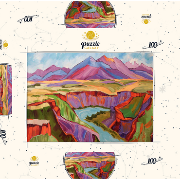 Darstellung des Puzzle Motivs Vivid Canyon and Mountain Landscape 100 Puzzle Schachtel 3D Modell