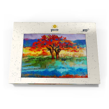 Darstellung des Puzzle Motivs Autumn Tree in Vibrant Landscape 1000 Puzzle Schachtel Ansicht3