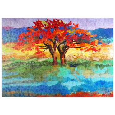 Darstellung des Puzzle Motivs puzzleplate Autumn Tree in Vibrant Landscape 500 Puzzle