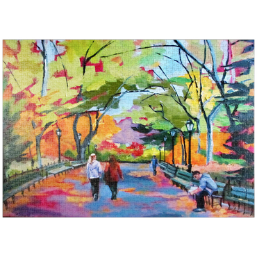 Darstellung des Puzzle Motivs puzzleplate Autumn Walk Through a Vibrant Park 1000 Puzzle
