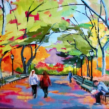 Darstellung des Puzzle Motivs Autumn Walk Through a Vibrant Park 1000 Puzzle 3D Modell