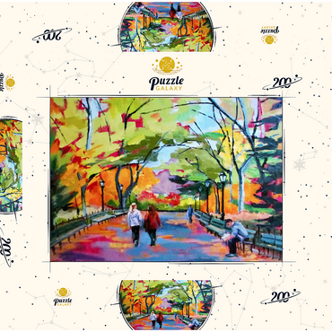 Darstellung des Puzzle Motivs Autumn Walk Through a Vibrant Park 200 Puzzle Schachtel 3D Modell