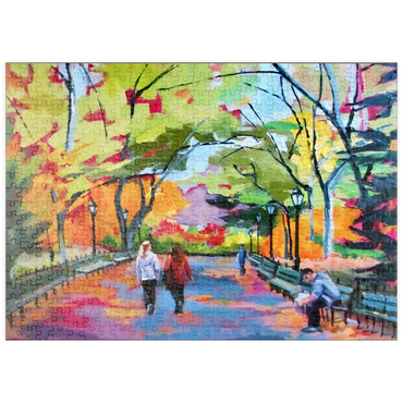 Darstellung des Puzzle Motivs puzzleplate Autumn Walk Through a Vibrant Park 500 Puzzle