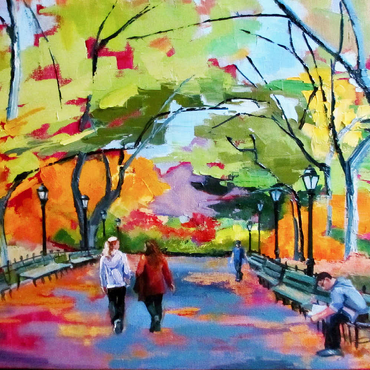 Darstellung des Puzzle Motivs Autumn Walk Through a Vibrant Park 500 Puzzle 3D Modell