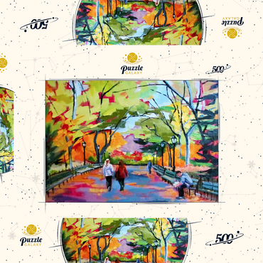Darstellung des Puzzle Motivs Autumn Walk Through a Vibrant Park 500 Puzzle Schachtel 3D Modell