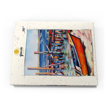 Darstellung des Puzzle Motivs Vibrant Dockside with Orange Rowboat 200 Puzzle Schachtel Ansicht3