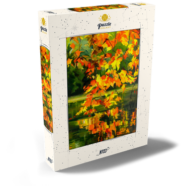 Darstellung des Puzzle Motivs Autumn Leaves Reflecting on Tranquil Water 1000 Puzzle Schachtel Ansicht2