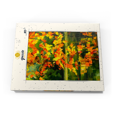 Darstellung des Puzzle Motivs Autumn Leaves Reflecting on Tranquil Water 100 Puzzle Schachtel Ansicht3