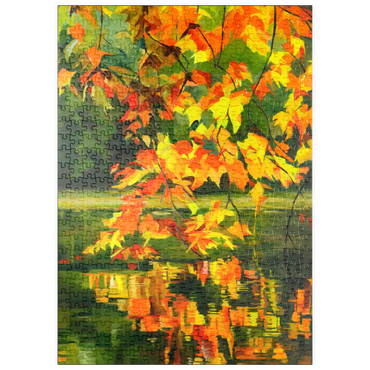 Darstellung des Puzzle Motivs puzzleplate Autumn Leaves Reflecting on Tranquil Water 500 Puzzle