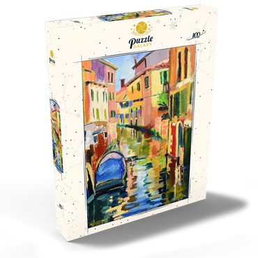 Darstellung des Puzzle Motivs Venetian Canal with Colorful Reflections 100 Puzzle Schachtel Ansicht2