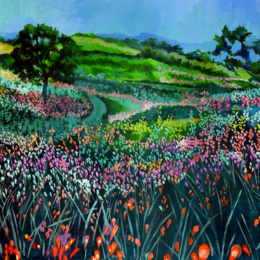 Darstellung des Puzzle Motivs Vibrant Wildflower Meadow 100 Puzzle 3D Modell