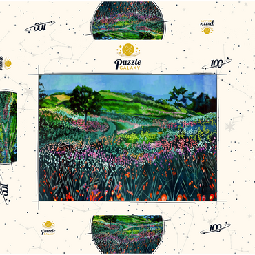 Darstellung des Puzzle Motivs Vibrant Wildflower Meadow 100 Puzzle Schachtel 3D Modell