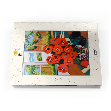 Darstellung des Puzzle Motivs Bold Red Poppies in Sunlit Room 1000 Puzzle Schachtel Ansicht3