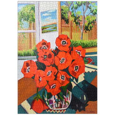 Darstellung des Puzzle Motivs puzzleplate Bold Red Poppies in Sunlit Room 1000 Puzzle
