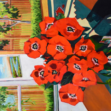 Darstellung des Puzzle Motivs Bold Red Poppies in Sunlit Room 1000 Puzzle 3D Modell