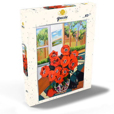Darstellung des Puzzle Motivs Bold Red Poppies in Sunlit Room 100 Puzzle Schachtel Ansicht2