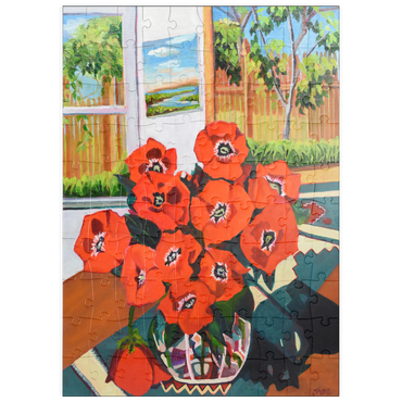 Darstellung des Puzzle Motivs puzzleplate Bold Red Poppies in Sunlit Room 100 Puzzle