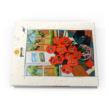 Darstellung des Puzzle Motivs Bold Red Poppies in Sunlit Room 200 Puzzle Schachtel Ansicht3