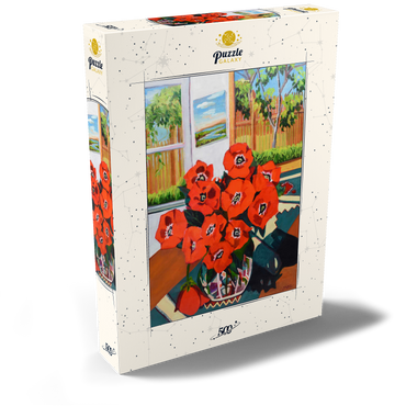 Darstellung des Puzzle Motivs Bold Red Poppies in Sunlit Room 500 Puzzle Schachtel Ansicht2
