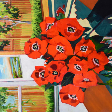 Darstellung des Puzzle Motivs Bold Red Poppies in Sunlit Room 500 Puzzle 3D Modell