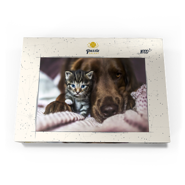 Darstellung des Puzzle Motivs Kitten and Dog Resting Together 1000 Puzzle Schachtel Ansicht3