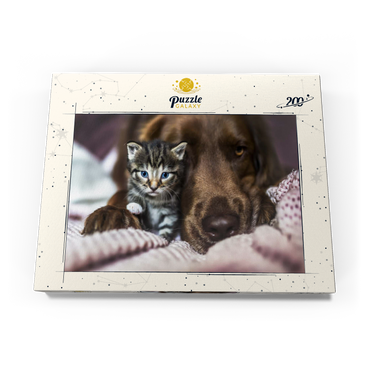 Darstellung des Puzzle Motivs Kitten and Dog Resting Together 200 Puzzle Schachtel Ansicht3
