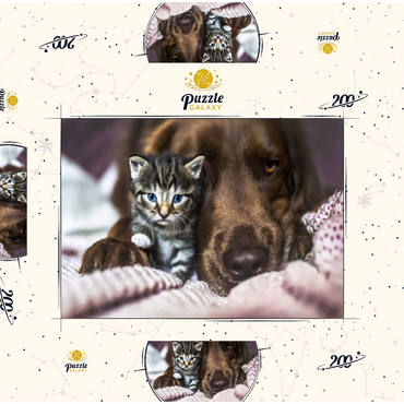 Darstellung des Puzzle Motivs Kitten and Dog Resting Together 200 Puzzle Schachtel 3D Modell
