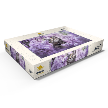 Darstellung des Puzzle Motivs Kitten Among Blooming Lilac Flowers 1000 Puzzle Schachtel Ansicht1
