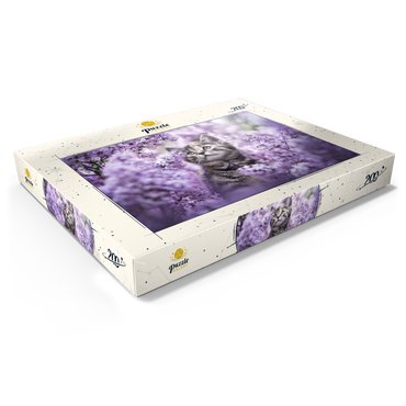 Darstellung des Puzzle Motivs Kitten Among Blooming Lilac Flowers 200 Puzzle Schachtel Ansicht1
