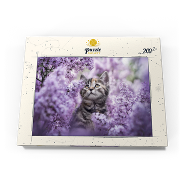 Darstellung des Puzzle Motivs Kitten Among Blooming Lilac Flowers 200 Puzzle Schachtel Ansicht3