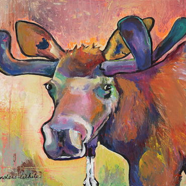 Darstellung des Puzzle Motivs Colorful Moose Portrait in Abstract Style 1000 Puzzle 3D Modell