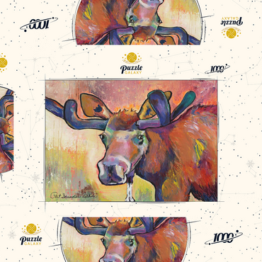 Darstellung des Puzzle Motivs Colorful Moose Portrait in Abstract Style 1000 Puzzle Schachtel 3D Modell