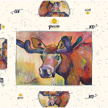 Darstellung des Puzzle Motivs Colorful Moose Portrait in Abstract Style 100 Puzzle Schachtel 3D Modell
