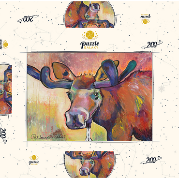 Darstellung des Puzzle Motivs Colorful Moose Portrait in Abstract Style 200 Puzzle Schachtel 3D Modell