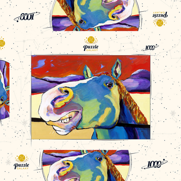 Darstellung des Puzzle Motivs Whimsical Horse Portrait in Bold Colors 1000 Puzzle Schachtel 3D Modell