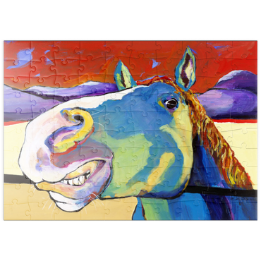 Darstellung des Puzzle Motivs puzzleplate Whimsical Horse Portrait in Bold Colors 100 Puzzle