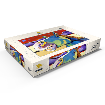 Darstellung des Puzzle Motivs Whimsical Horse Portrait in Bold Colors 500 Puzzle Schachtel Ansicht1
