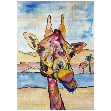 Darstellung des Puzzle Motivs puzzleplate Colorful Giraffe in Desert Landscape 1000 Puzzle