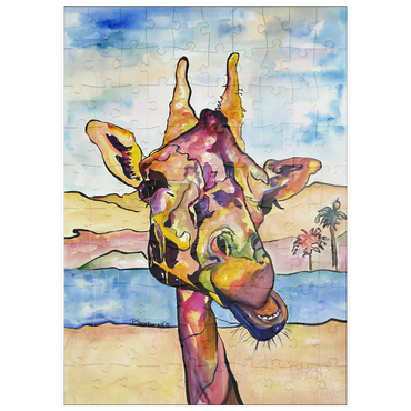 Darstellung des Puzzle Motivs puzzleplate Colorful Giraffe in Desert Landscape 100 Puzzle