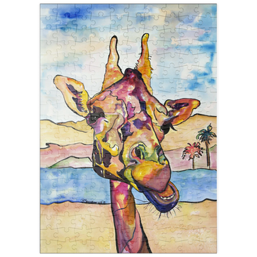 Darstellung des Puzzle Motivs puzzleplate Colorful Giraffe in Desert Landscape 200 Puzzle