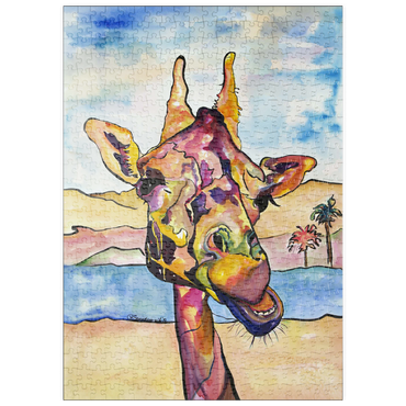 Darstellung des Puzzle Motivs puzzleplate Colorful Giraffe in Desert Landscape 500 Puzzle