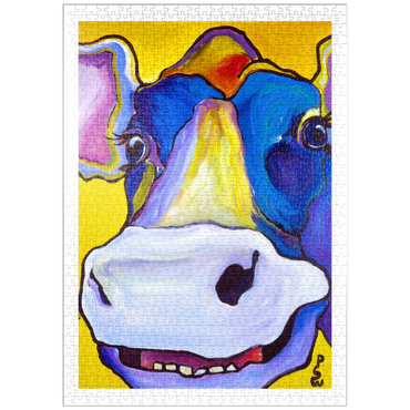 Darstellung des Puzzle Motivs puzzleplate Colorful Cow Portrait 1000 Puzzle
