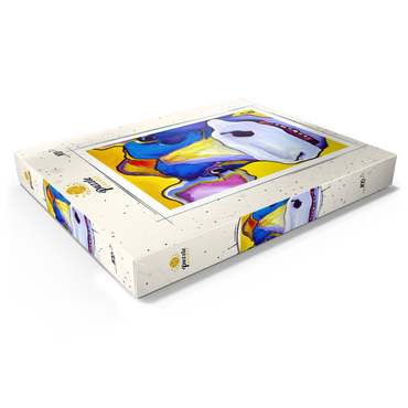 Darstellung des Puzzle Motivs Colorful Cow Portrait 100 Puzzle Schachtel Ansicht1