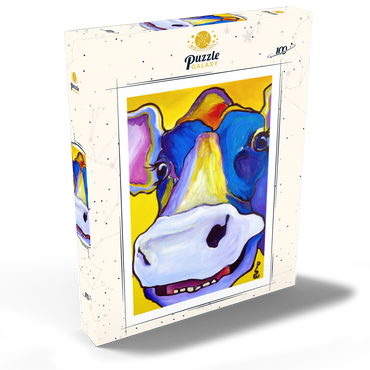 Darstellung des Puzzle Motivs Colorful Cow Portrait 100 Puzzle Schachtel Ansicht2
