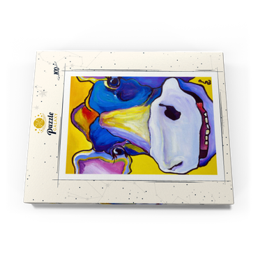 Darstellung des Puzzle Motivs Colorful Cow Portrait 100 Puzzle Schachtel Ansicht3