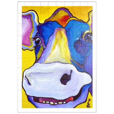 Darstellung des Puzzle Motivs puzzleplate Colorful Cow Portrait 100 Puzzle