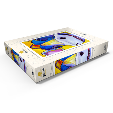 Darstellung des Puzzle Motivs Colorful Cow Portrait 500 Puzzle Schachtel Ansicht1