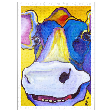 Darstellung des Puzzle Motivs puzzleplate Colorful Cow Portrait 500 Puzzle