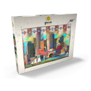 Darstellung des Puzzle Motivs Vintage Boston Harbor Skyline – Patriotic Retro City Art 200 Puzzle Schachtel Ansicht2
