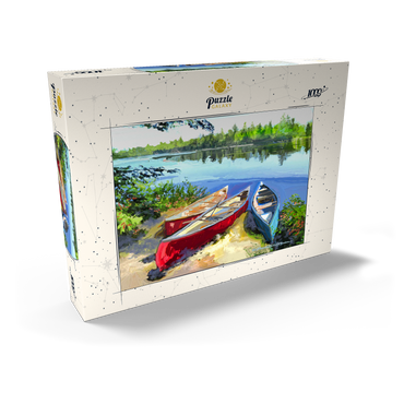 Darstellung des Puzzle Motivs Scenic Canoes by the Lake 1000 Puzzle Schachtel Ansicht2